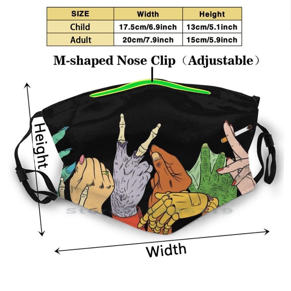 Изображение товара: Жуткие Монстры! Дизайнерская моющаяся маска для лица с фильтром против пыли, Детские монстры-монстры, забавное ужасное существо, еда в японском ретро-стиле