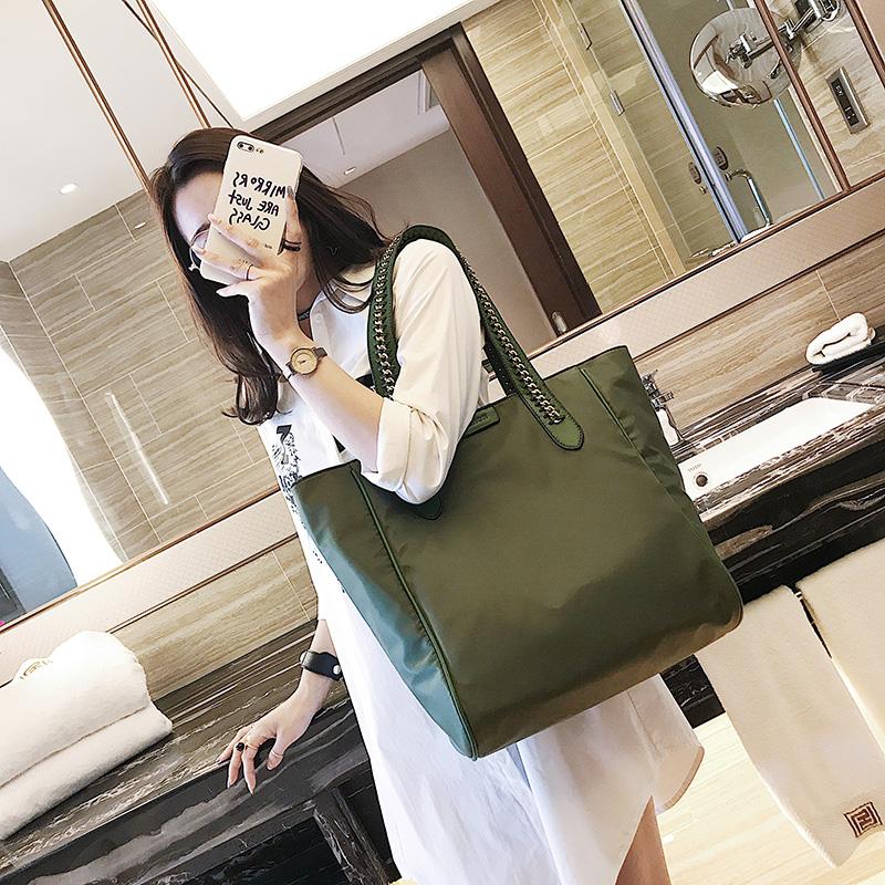Изображение товара: Сумка-тоут HISUELY 2022 женская, нейлоновая Водонепроницаемая модная сумочка на плечо, цвет черный/зеленый