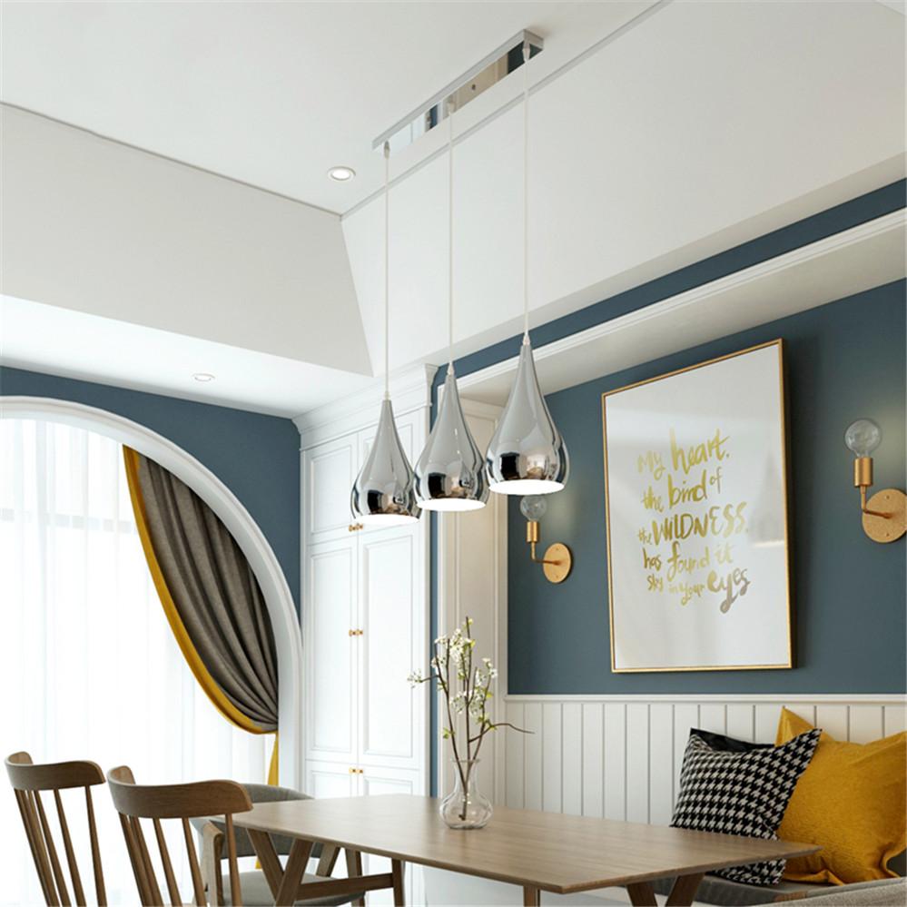 Изображение товара: Дизайнерские подвесные светильники в стиле пост-модерн, светодиодные лампы в форме шара серебристого металла для столовой, бара, кухни, декоративные домашние светильники
