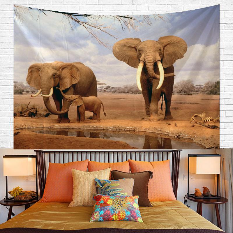 Изображение товара: Гобелен в виде слона, настенное покрывало для кровати, пляжное полотенце, скатерть, коврик для йоги в виде слона, большие размеры