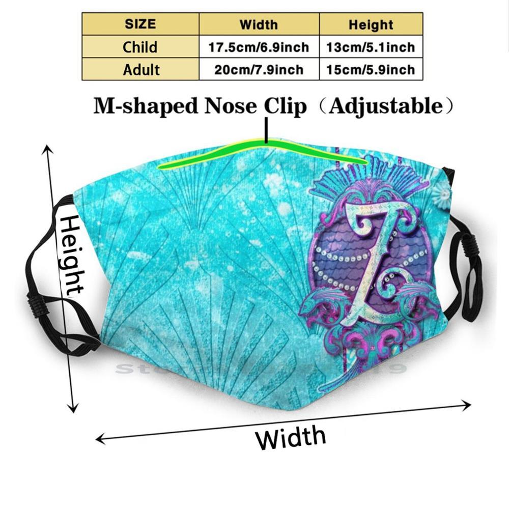 Изображение товара: Z Monogram Милая аква Русалочка для взрослых детей моющаяся забавная маска для лица с фильтром ракушка девчачья Голубая рыбка драгоценный камень для женщин Подводное море