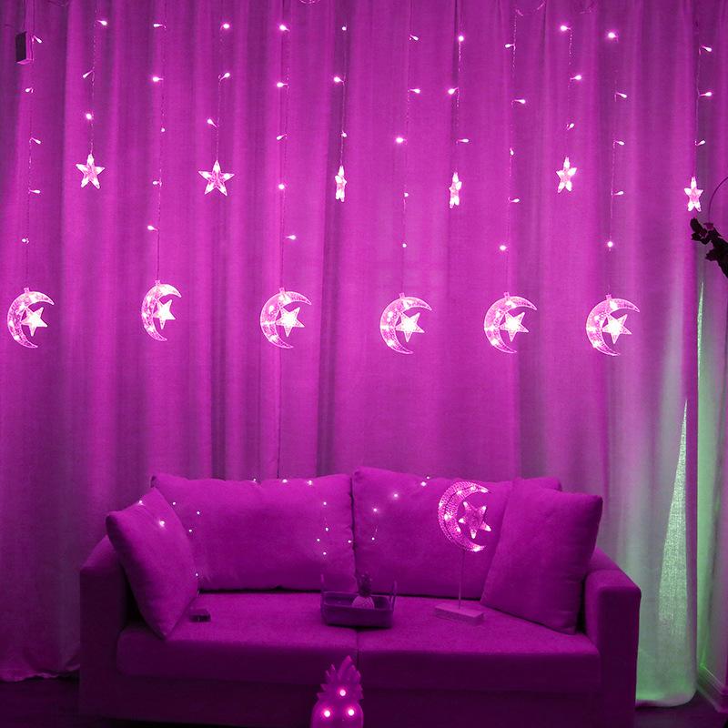Изображение товара: 2,5 м 220 В LED луна звезда лампа гирлянда занавес светильник s рождественские гирлянды Сказочный светильник на открытом воздухе для вечерние украшения свадьбы праздника