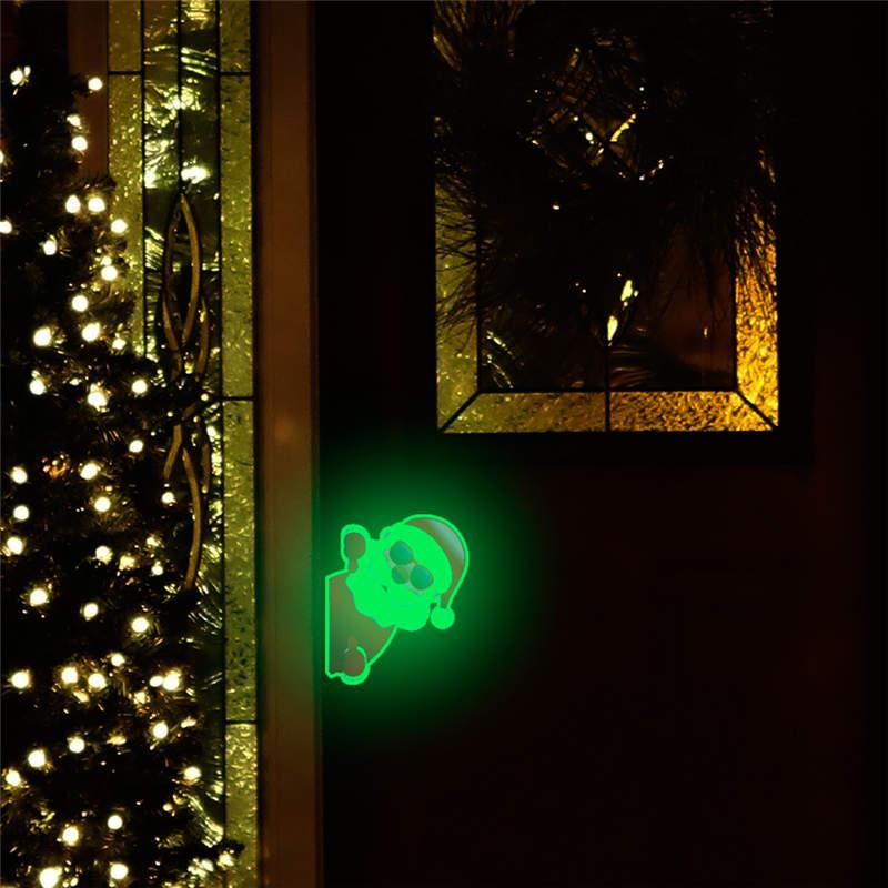 Изображение товара: Рождественские светящиеся наклейки Vacclo в виде Санта Клауса для холодильника, шкафа, шкафа, Мультяшные флуоресцентные наклейки