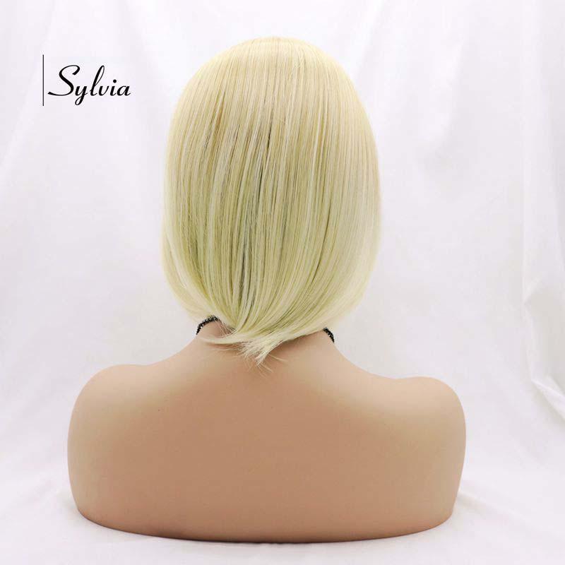 Изображение товара: Сильвия полный механизм синтетический короткий блонд парик короткий боб парик с челкой термостойкие волокна волос