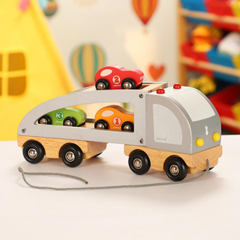 Изображение товара: Деревянная игрушечная машинка, большой грузовик, деревянная литая модель машинки, раздвижная обучающая игрушечная машинка, детские подарки
