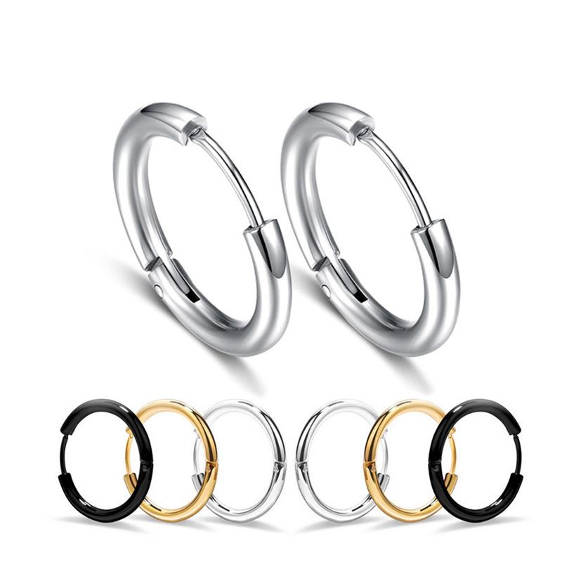 Изображение товара: 2 шт./компл. маленькие серьги-кольца из нержавеющей стали для женщин и мужчин золотистые черные круглые серьги-кольца завитка ушной раковины кольцо для пирсинга 10 мм