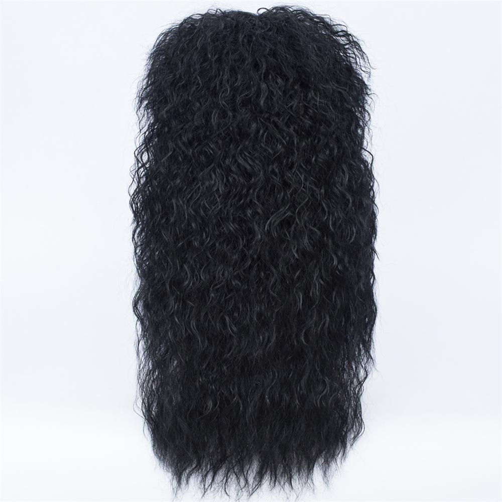 Изображение товара: Мужские длинные блестящие Синтетические Черные Волосы MSIWIGS для Хэллоуина, вечеринки, выступления, костюма, парик + шапочка для парика