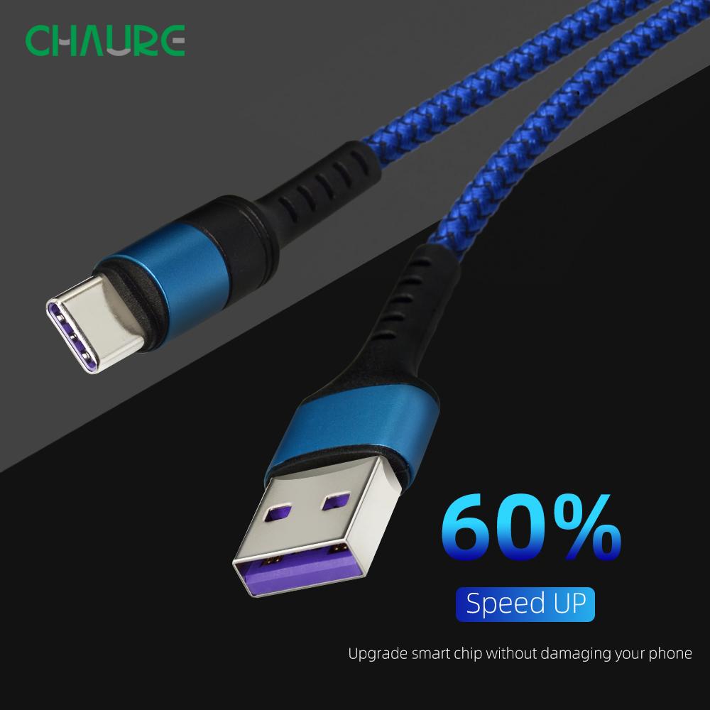 Изображение товара: Кабель CHAURE USB Type-C, 5 А, для huawei, Xiaomi мобильный телефон, кабель для быстрой зарядки и синхронизации данных, 1 м, 2 м