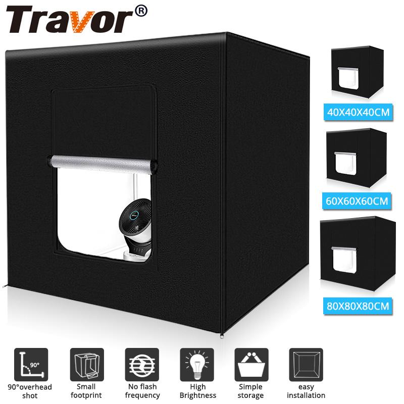 Изображение товара: Световой короб Travor, 40/60/80 см, портативный светильник фтбокс для фотосъемки с фоном 3 цветов для студийной фотосъемки