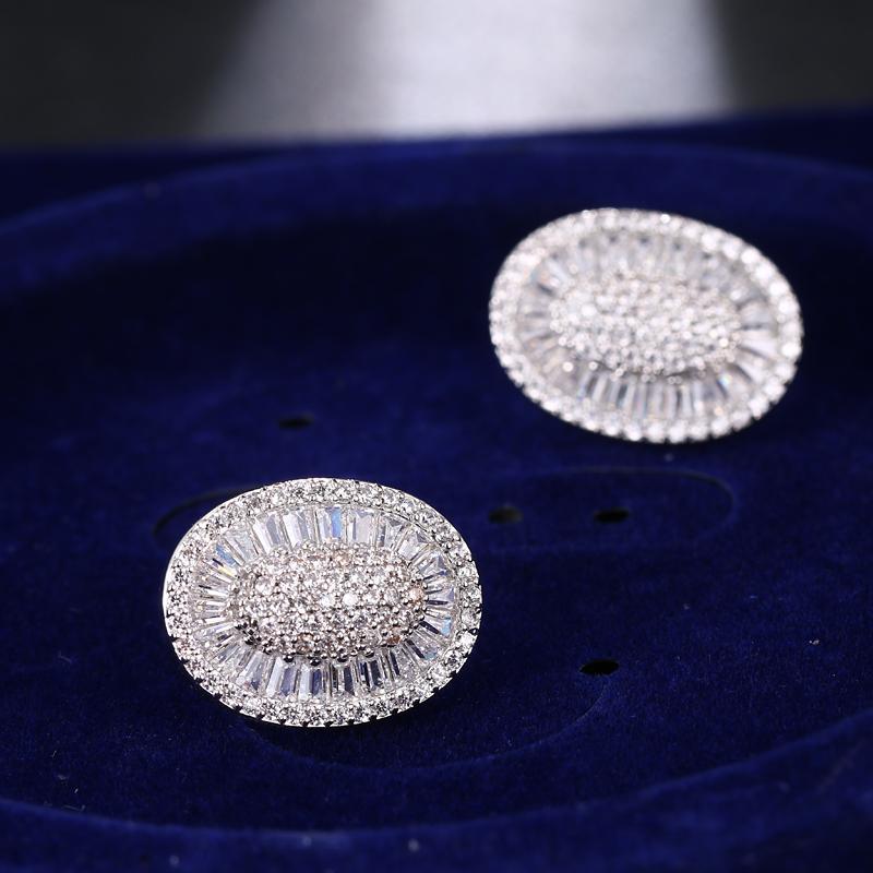 Изображение товара: Благородные романтические ювелирные изделия с кристаллами в классическом стиле, круглые серьги для женщин, простые свадебные украшения на выбор