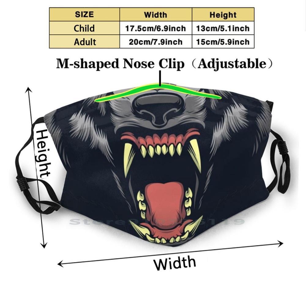 Изображение товара: Маска волк рот печати многоразовая маска Pm2.5 фильтр маска для лица дети волк рот волк зубы-клыки