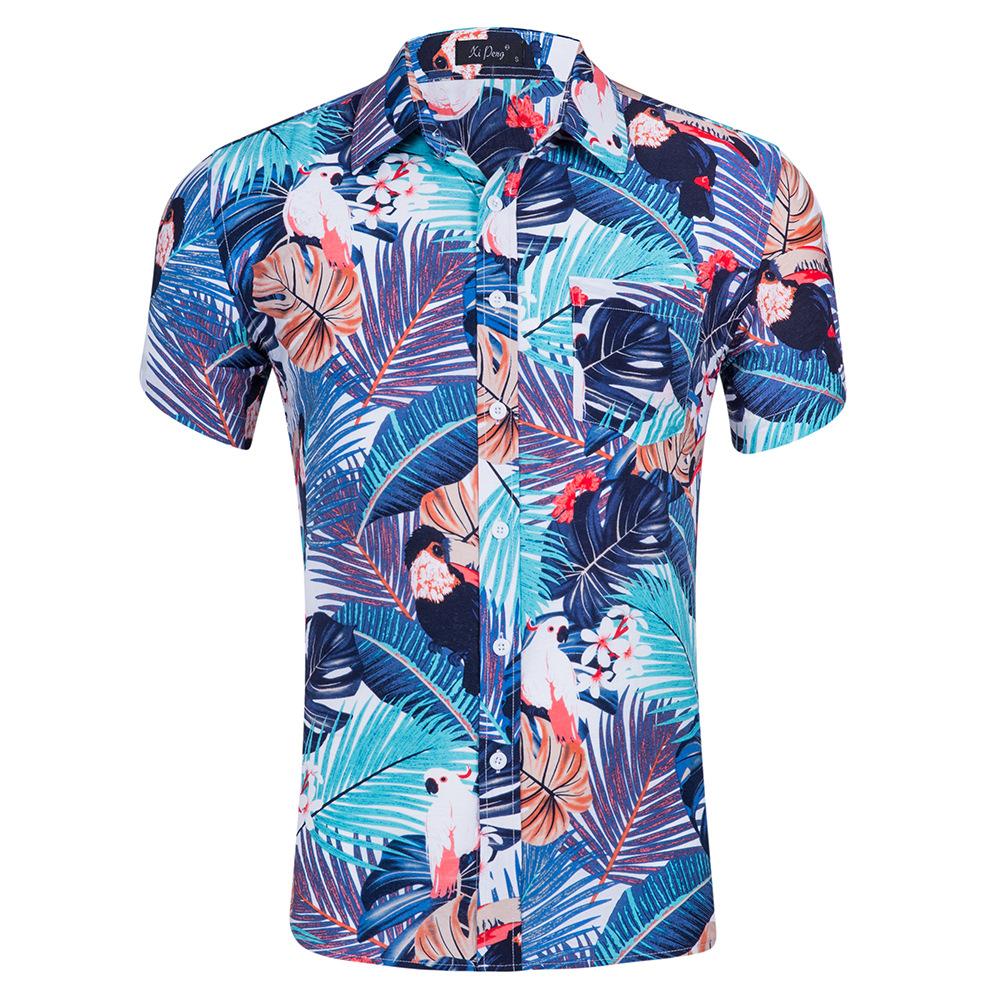 Изображение товара: Мужская пляжная рубашка с коротким рукавом и цветочным принтом