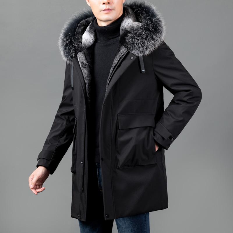 Изображение товара: Мужская куртка на 90% пуху белой утки, с отстегивающейся шапкой, M-5XL