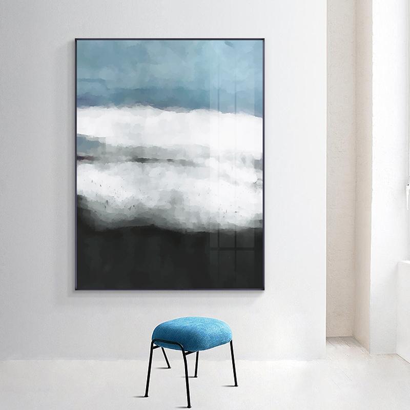 Изображение товара: Современная Абстрактная Картина Пейзаж на холсте модные синие Черные плакаты и принты настенные картины для гостиной домашний декор