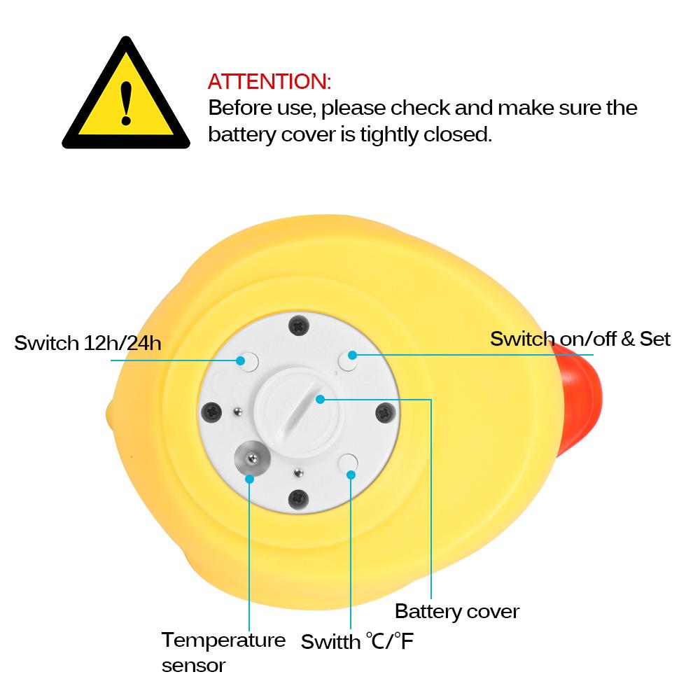 Изображение товара: Водяной термометр Детская игрушка для ванны термометр водонепроницаемый цифровой плавающий желтый утка СВЕТОДИОДНЫЙ Предупреждение ющий термометр для ванной термометр ртутный термометр для ванной