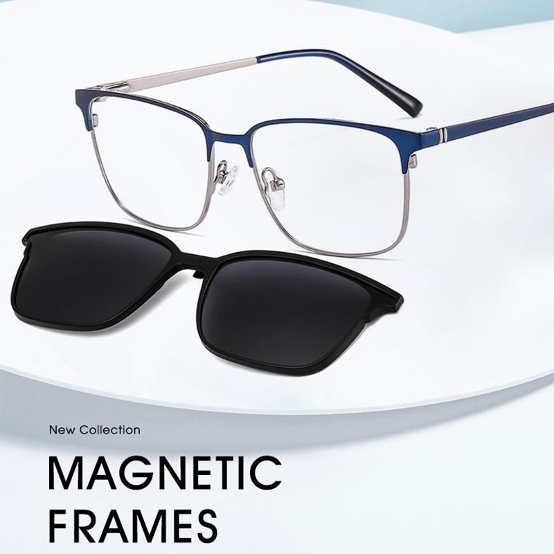 Изображение товара: Солнцезащитные очки Lenspace TR90 мужские, поляризационные магнитные, рецептурные, в металлической оправе, 2 в 1
