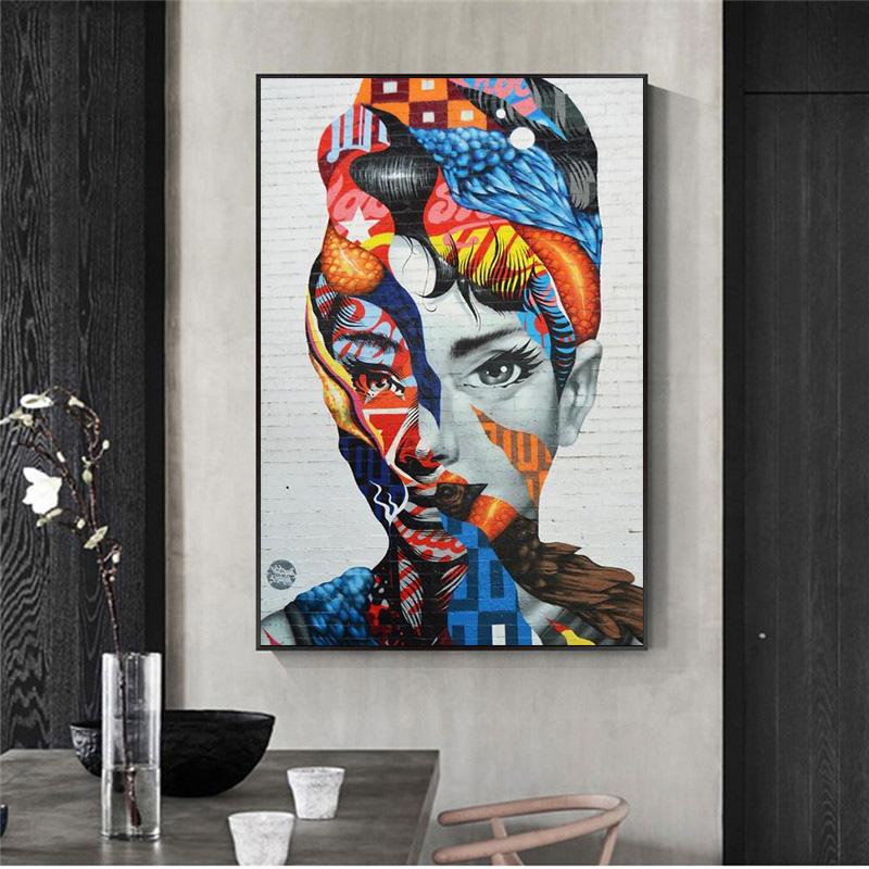 Изображение товара: Картина на холсте с изображением девушки, с воздушным шаром, современное уличное искусство, настенные граффити, картины для украшения детской комнаты