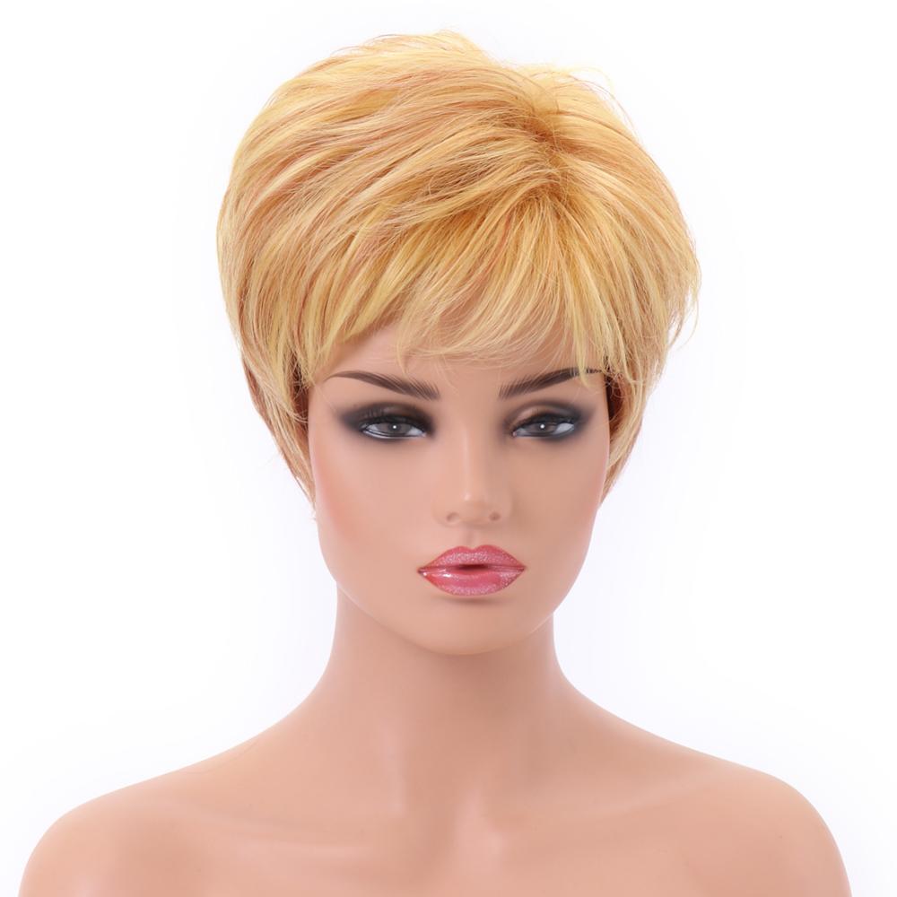 Изображение товара: Женский Короткий прямой парик Bestung блонд, синтетические термостойкие волосы, парики с челкой для косплея, ежедневного использования