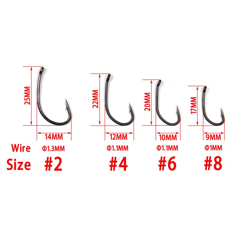 Изображение товара: JIGEECARP 30 шт. с высоким содержанием углерода Сталь Матовый Черный колючей всплывающее окно быть крючок для ловли карпа с покрытием карп рыболовные крючки для волос Rig #2 #4 #6 #8