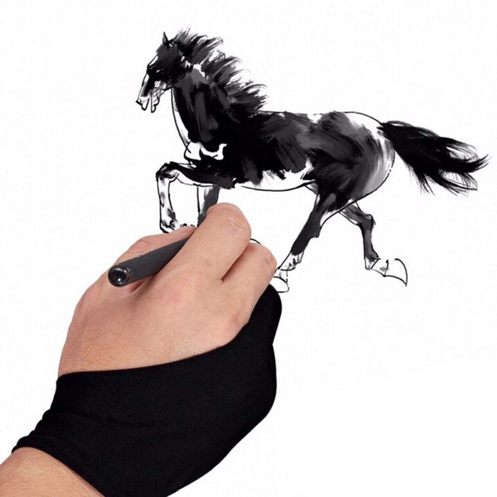 Изображение товара: Черная противообрастающая перчатка с 2 пальцами, как для правой, так и для левой руки художника, для любого графического планшета
