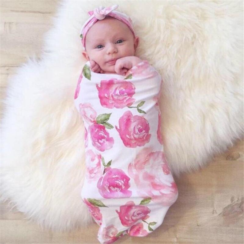Изображение товара: Мягкое хлопковое детское Пеленальное муслиновое одеяло для новорожденных, детское Пеленальное Одеяло, спальный мешок + повязка на голову, комплект одежды