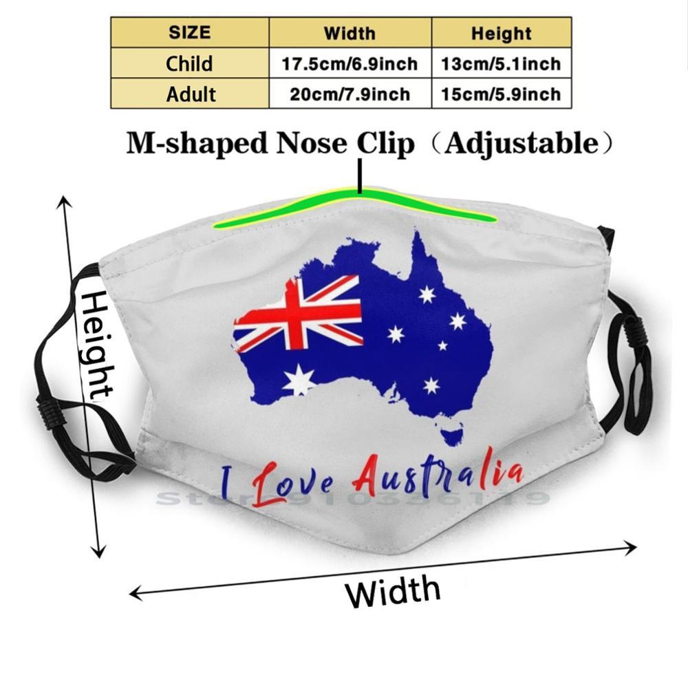 Изображение товара: Забавная моющаяся маска для лица I Love Australia, для взрослых и детей, с фильтром, для проездного паспорта Австралии, Сиднея