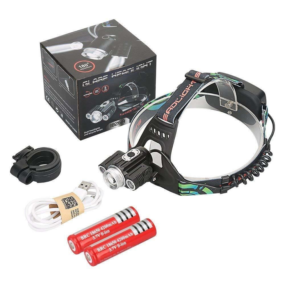 Изображение товара: Linterna fronal recargable de cabeza OUTDOOR 10000LM 3x XM-L XML T6 Y BICICLETA