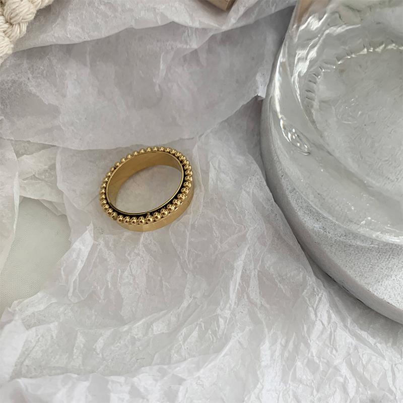 Изображение товара: GHIDBK Лидер продаж 2020, модное кольцо из нержавеющей стали, минималистский Геометрические кольца шариков женские уникальным дизайнерским рисунком кольцо уличные Стиль ювелирные изделия