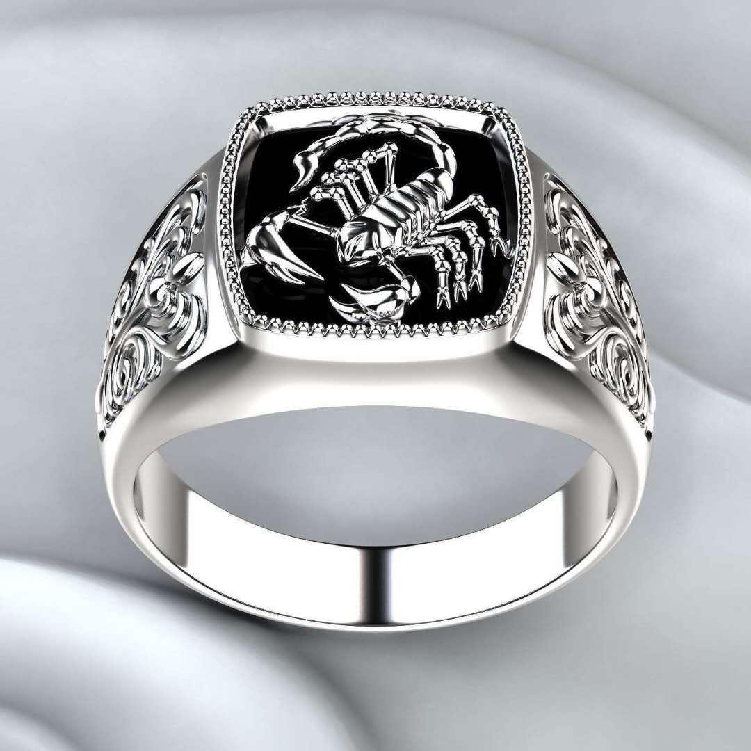 Изображение товара: Milangirl высококачественное готическое панк скорпион мужское ретро кольцо с узором скорпиона кольца для мужчин ювелирные изделия