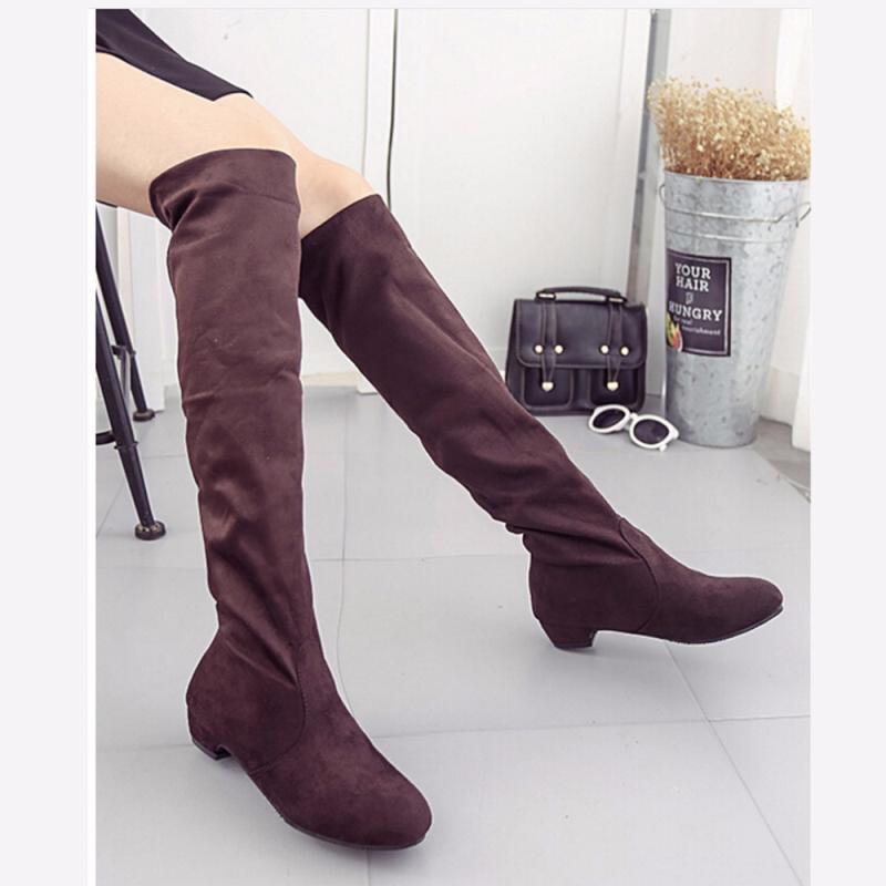 Изображение товара: Women's High Boots Shoes Fashion Women Over The Knee Boots New Autumn Winter Flock Botas Feminina Thigh High Boots Ladies