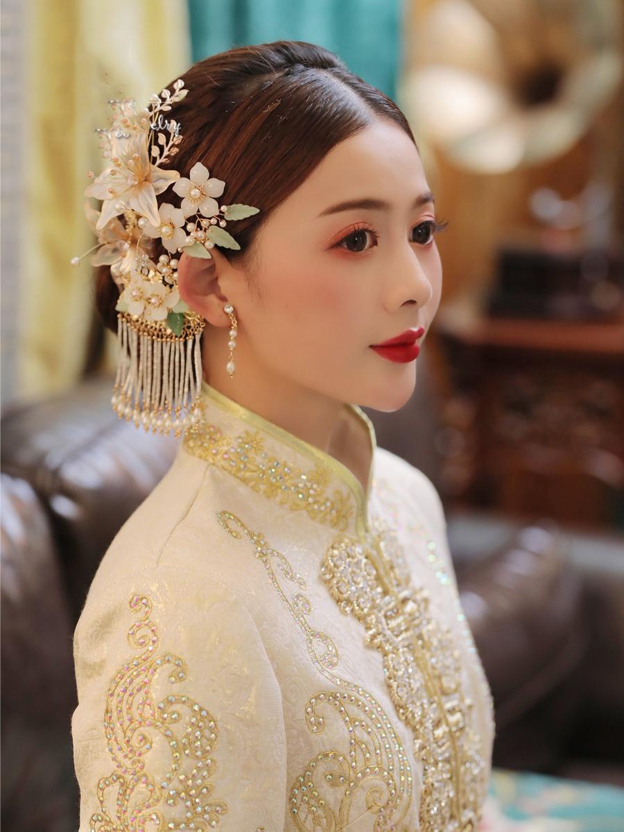 Изображение товара: NiuShuya свадебный головной убор невесты китайский классический цветок ханьфу заколки для волос с кисточкой аксессуары для волос Феникс тиара украшения для волос