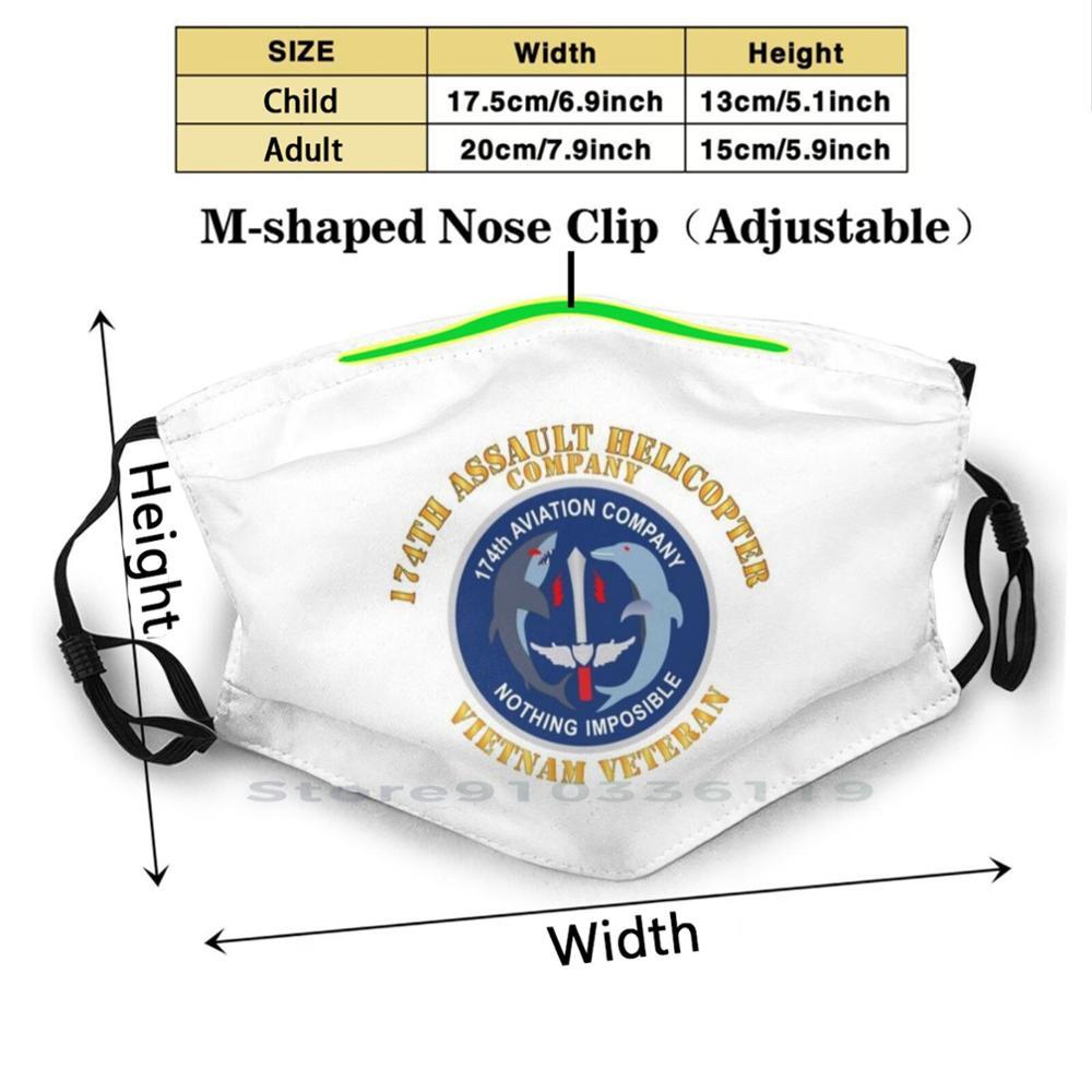 Изображение товара: Армейская многоразовая маска 174Th Ahc-Вьетнам ветеринарный принт Pm2.5 фильтр маска для лица для детей Вьетнам времен Второй мировой войны Dui Ssi армия США ветеринар