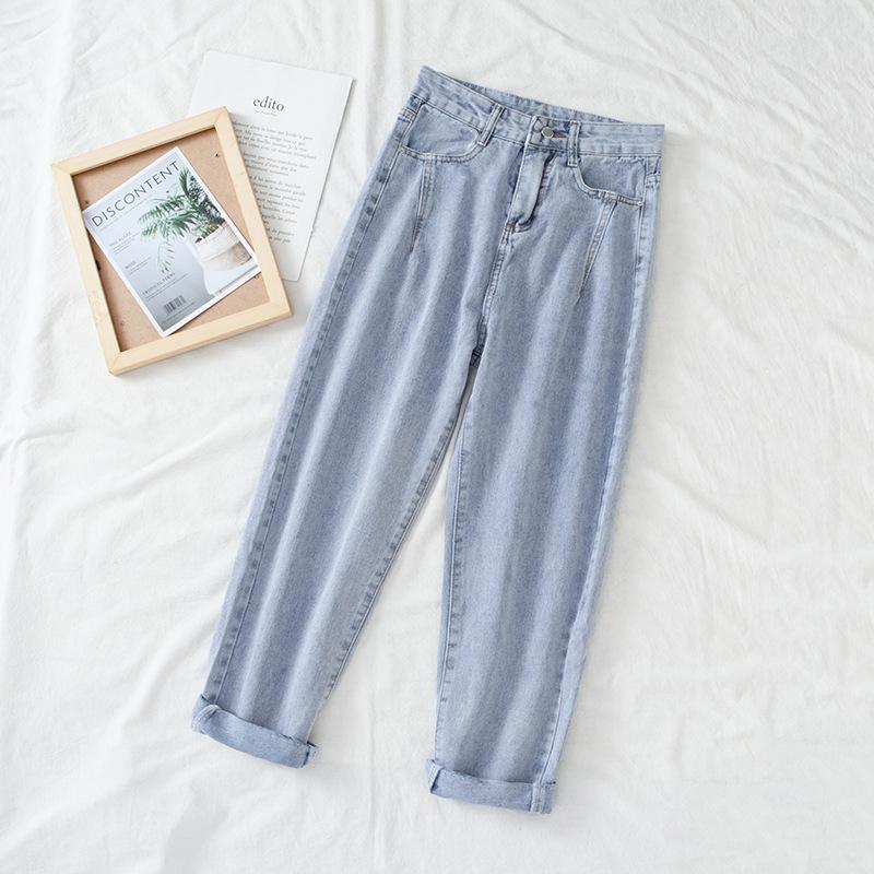Изображение товара: Женские широкие джинсовые брюки, подходящие ко всему, с высокой талией, в Корейском стиле, утягивающие джинсы