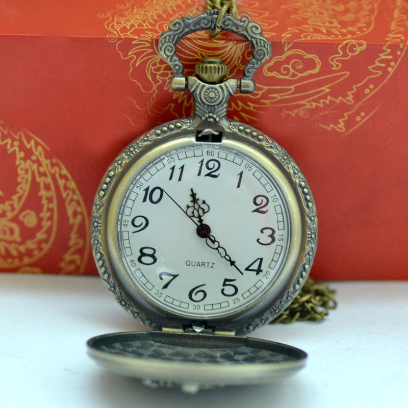 Изображение товара: 9009, карманные часы на цепочке для дедушки, старый античный бронзовый дизайн черепа, для езды на мотоцикле и папе, самые большие подарки