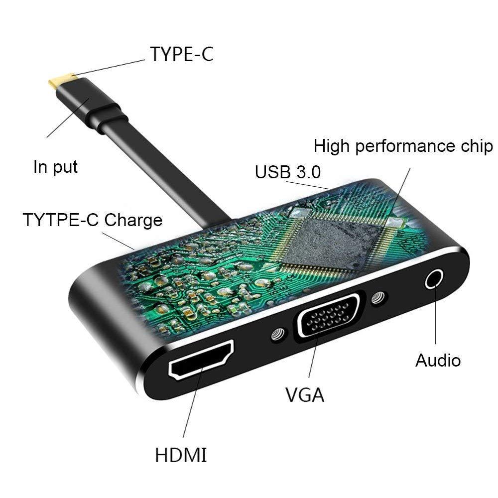 Изображение товара: USB-C концентратор к VGA USB HUB 3,0, совместимому с HDMI Type-C PD концентратор 3,5 аудио разъем USB 3,1 адаптер для MacBook Pro Samsung Huawei P30 ТВ проектор