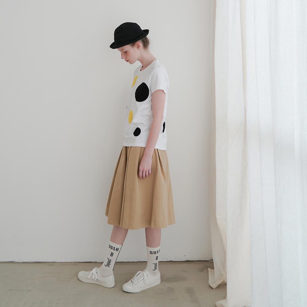Изображение товара: Рубашка imakokoni женская с коротким рукавом, простой и универсальный низ из хлопка, Свободная блуза в белый и желтый горошек, оригинальный дизайн, на лето