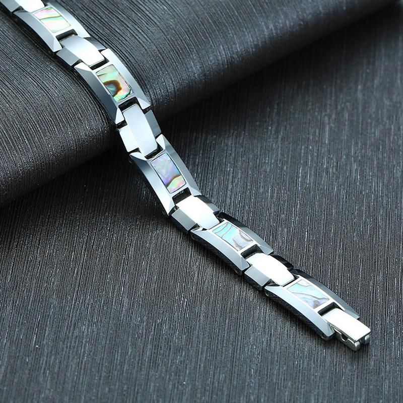 Изображение товара: Мужской роскошный браслет, черный керамический вольфрамовый синий браслет в виде ракушки, мужские ювелирные изделия, мужской костюм, женские очаровательные браслеты