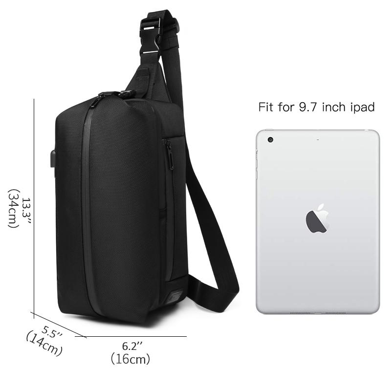Изображение товара: Сумка нагрудная OZUKO мужская с USB-зарядкой, Уличный спорт, водостойкая сумочка-слинг, мессенджер, дорожный саквояж кросс-боди для подростков