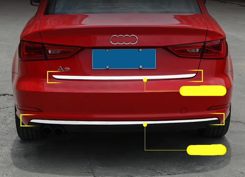 Изображение товара: Автомобильная рамка для задней двери из нержавеющей стали, нижняя пластина багажника, отделочные капоты, подходит для AUdi A3 sedan 2013 2014 2015 2016