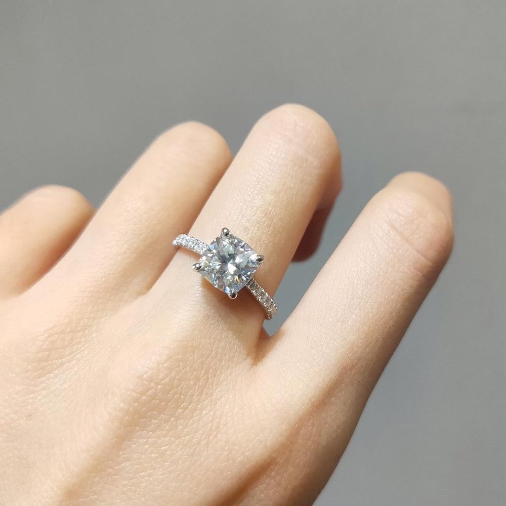 Изображение товара: Роскошное кольцо из серебра 925 пробы, искусственный бриллиант, Женское Обручальное кольцо с муассанитом 1 карат 2 карата 3 карата, Подарок на годовщину
