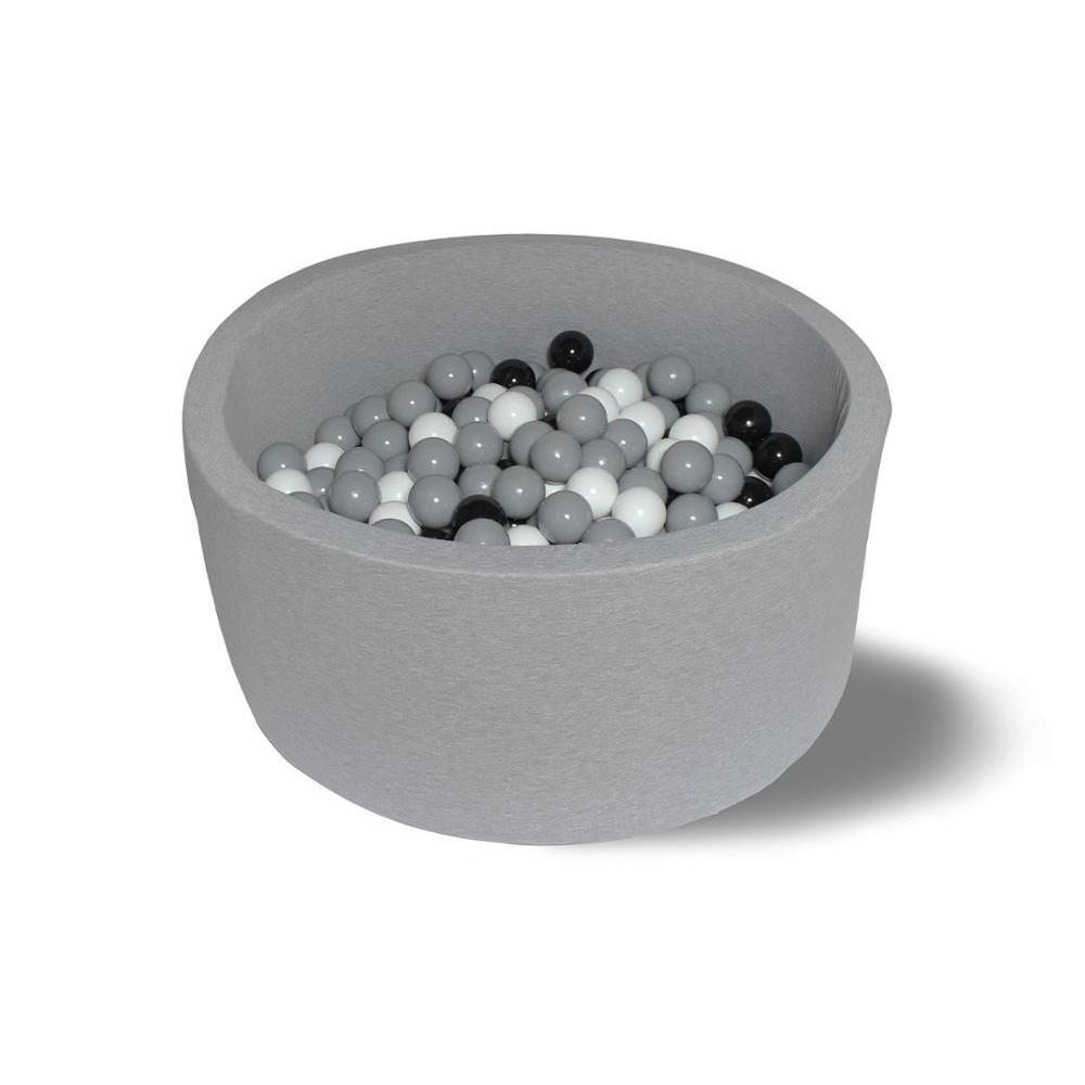 Изображение товара: Сухой игровой бассейн “200 оттенков серого” серый выс. 40см с 200 шарами в комплекте: серый - 100 штук, белый, черный