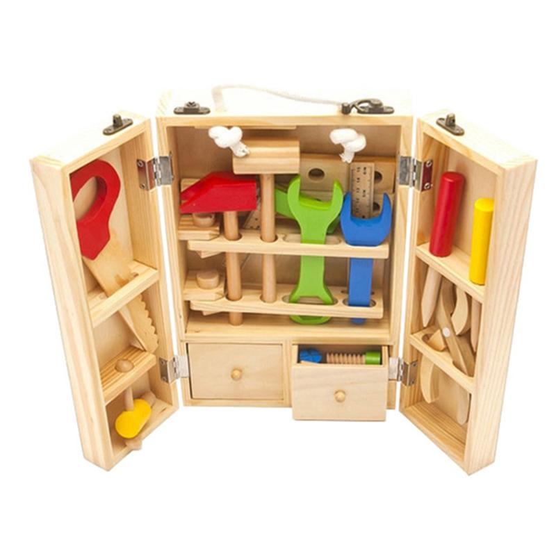 Изображение товара: Ящик для инструментов с ручкой деревянные детские игрушки, обучающий Деревянный инструмент, винт для игрушки, садовые Игрушки для мальчиков