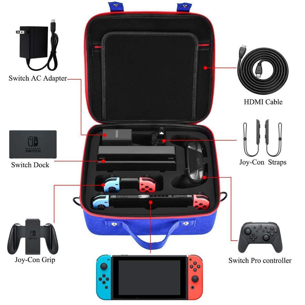 Изображение товара: Портативный жесткий чехол, защитная сумка для хранения, чехол большой емкости, чехол на молнии, защитный чехол для игр Nintendo Switch