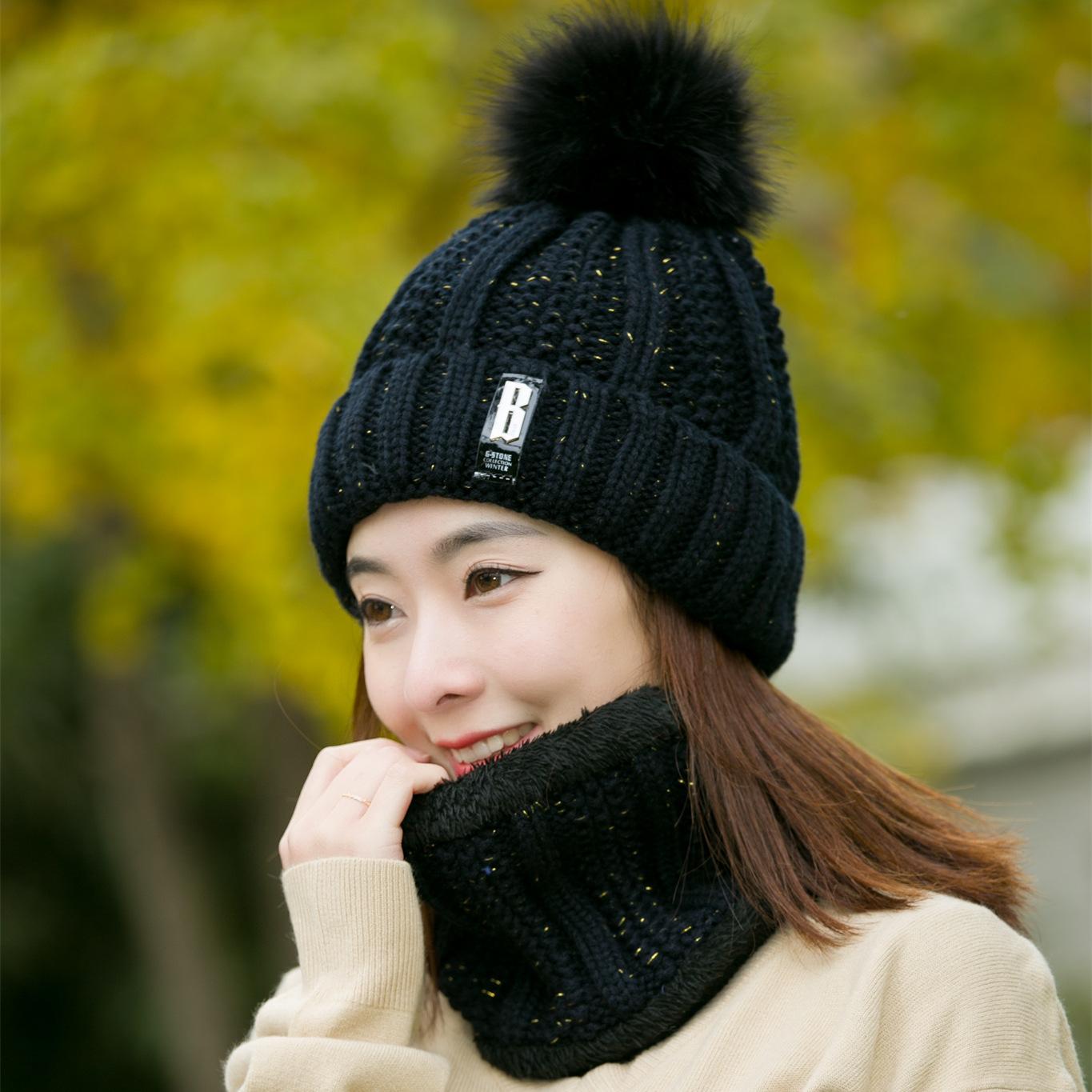 Изображение товара: Шапка-шарф вязаная женская, зимняя, плотная, с помпоном для защиты ушей, 2020