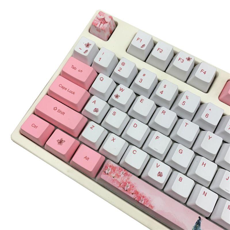 Изображение товара: Сакура краситель-сублимация механическая клавиатура милые Keycaps PBT OEM профиль Keycap для GH60 GK61 GK64 клавиатуры