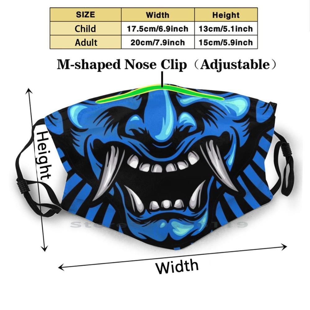 Изображение товара: Синяя ледяная японская маска для лица с изображением демона Yokai Spirit, смешная моющаяся маска для лица для взрослых и детей с фильтром, лучшая трендовая роскошь