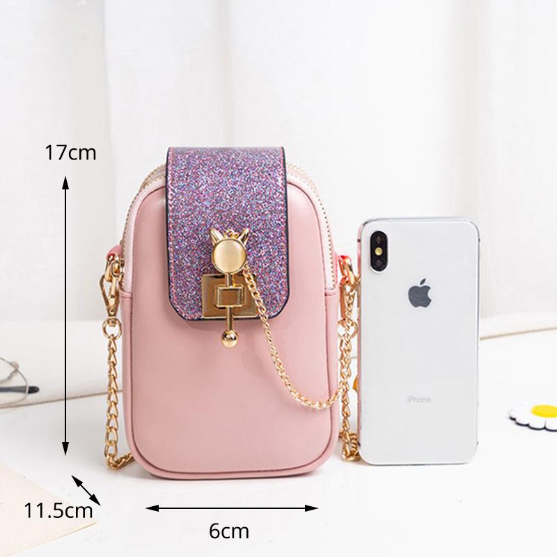 Изображение товара: Модный кошелек, Женская мини-сумка через плечо, цепочка мобильный телефон, женская маленькая сумка-мессенджер, карманный дизайнерский женский клатч 2021