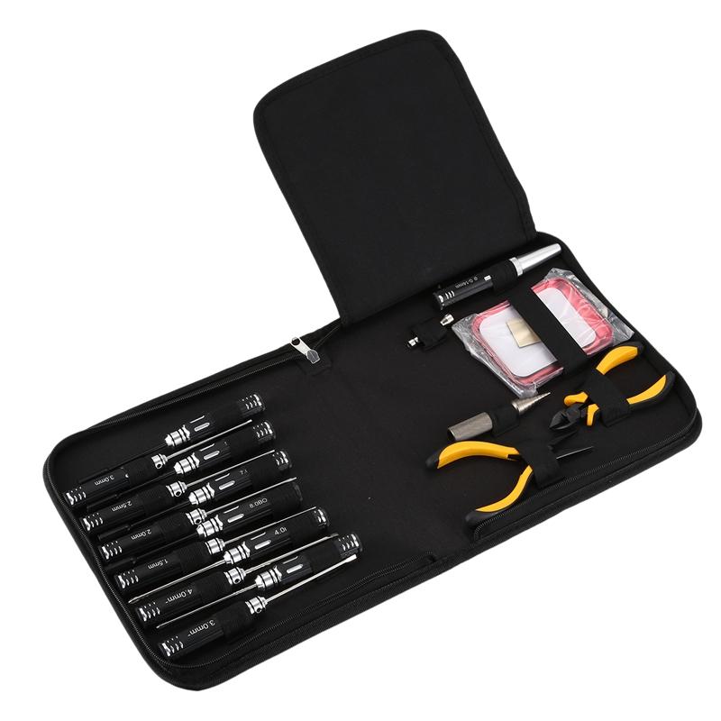 Изображение товара: 1 Set 18 in 1 RC Tools Kits Screwdriver Pliers Hex Sleeve Socket Repair Box Set for Repairing RC Airplanes, Car Model Toys