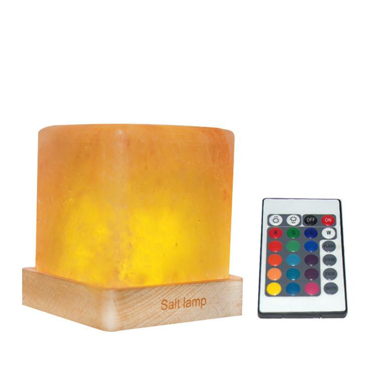 Изображение товара: Хрустальная лампа в виде соли, светодиодный квадратный блок, деревянная основа, креативный ночник, прикроватная лампа для спальни, настольная лампа, рождественские светильники с USB