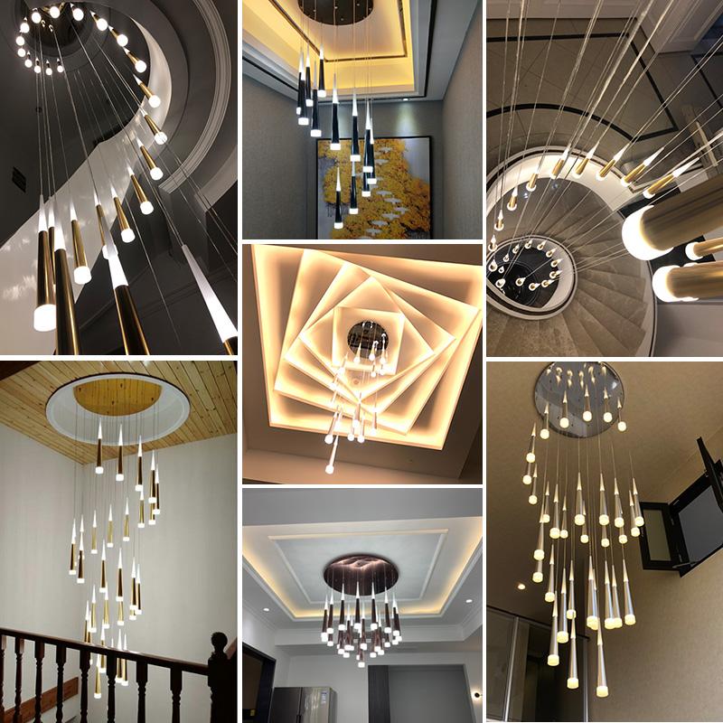 Изображение товара: Светодиодная кольцевая люстра, лампа для гостиной, спальни, кухни, лестницы, домашний декор, длинная лампа для лестницы